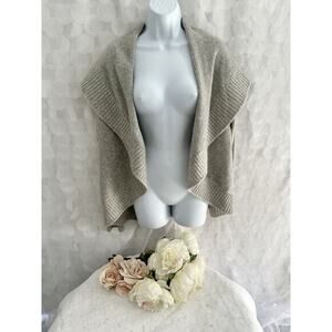 Peck & Peck Gray Women’s Large Wool Cashmere Shawl Knit Cardigan Sweater Open